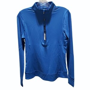Greyson Halley Quarter Zip Long Sleeve Top Women Medium Blue Bird NWT 💙